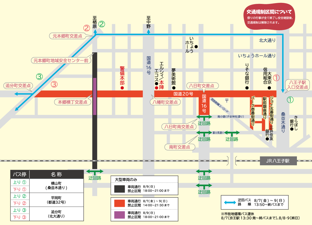 交通規制図・迂回バス経路図
